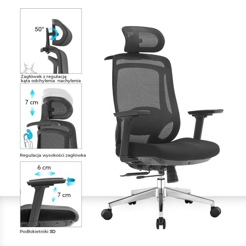 Fotel biurowy ergonomiczny Rosa 2.0 czarny ANGEL