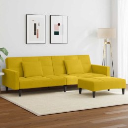 2-os. kanapa rozkładana, z podnóżkiem, żółta, aksamit