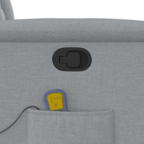 Podnoszony fotel masujący, rozkładany, jasnoszary, tkanina