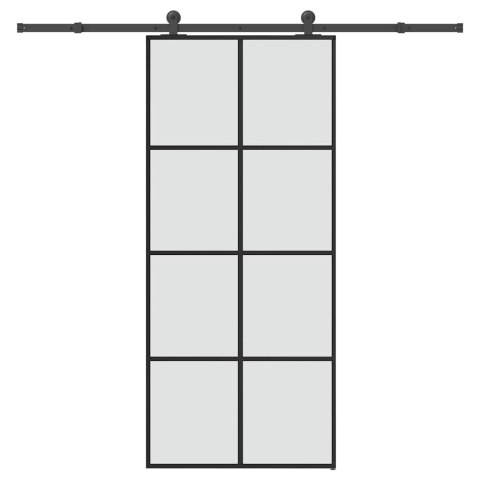 Drzwi przesuwne z osprzętem, 90x205 cm, szkło ESG i aluminium