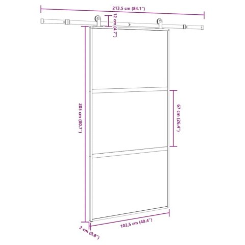 Drzwi przesuwne z zestawem okuć Szkło hartowane i aluminium