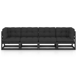 4-osobowa sofa ogrodowa z poduszkami, lite drewno sosnowe