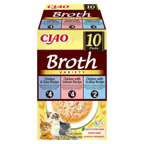 INABA CAT CIAO BROTH CHICKEN,FISH,SCALLOP 10x40g