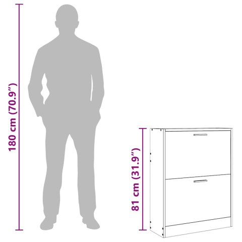 Drewniana szafka na buty w kolorze dębu z 2 przegrodami