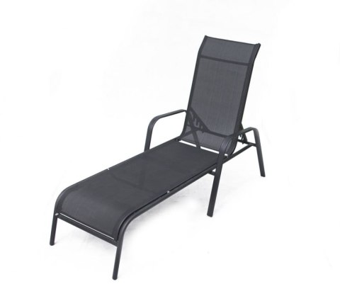 Leżak ogrodowy z regulowanym oparciem ZWC - 52 czarny