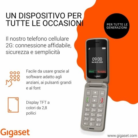 Telefon komórkowy dla seniorów Gigaset S30853-H1231-R102 Szary 2,8"