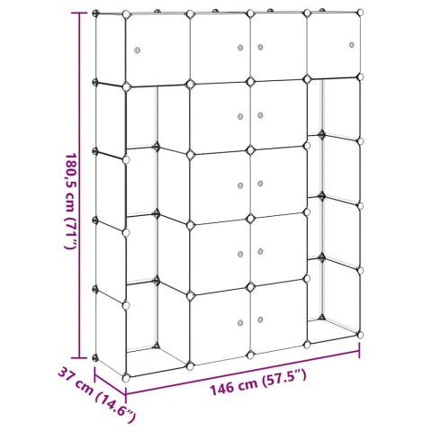 Szafa modułowa z 14 przegrodami, czarno-biała