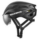Kask rowerowy z szybką odpinanymi okularami z filtrem UV unisex - czarny
