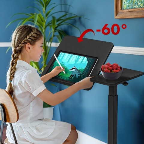 MACLEAN MOBILNE BIURKO/STAND NA LAPTOP, CZARNE, REGULACJA WYSOKOŚCI 76-109CM, MAX. 30KG MC-120 B