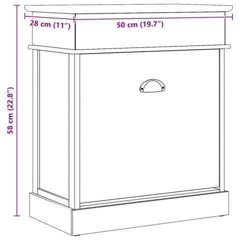 Szafka na buty, szara, 50 x 28 x 58 cm, drewno paulownia