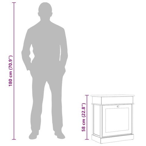 Szafka na buty, szara, 50 x 28 x 58 cm, drewno paulownia