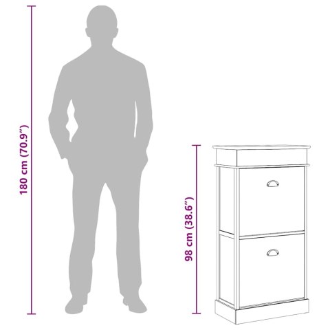 Szafka na buty, szara, 50 x 28 x 98 cm, drewno paulownia