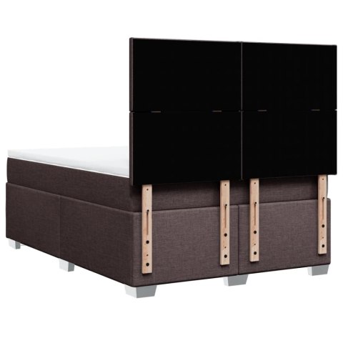 VidaXL Łóżko kontynentalne z materacem, brązowe, tkanina, 140x190 cm