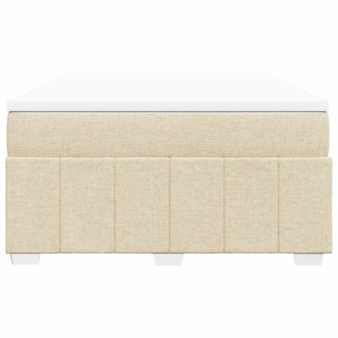 Łóżko kontynentalne z materacem, kremowe, tkanina, 140x190 cm