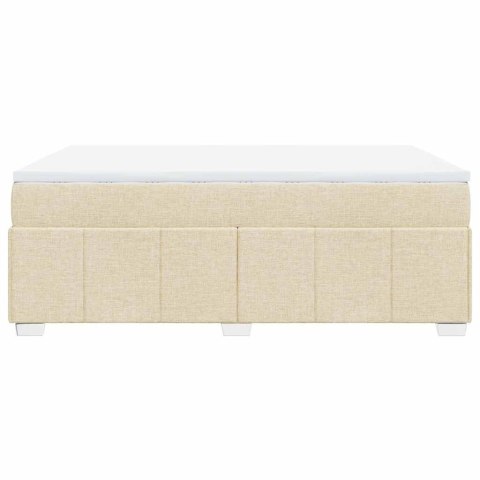Łóżko kontynentalne z materacem, kremowe, tkanina, 140x190 cm