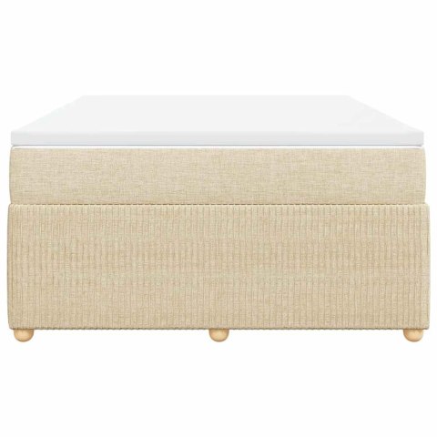 VidaXL Łóżko kontynentalne z materacem, kremowe, tkanina, 140x190 cm