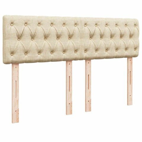 VidaXL Łóżko kontynentalne z materacem, kremowe, tkanina, 140x190 cm