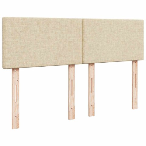 VidaXL Łóżko kontynentalne z materacem, kremowe, tkanina, 140x190 cm