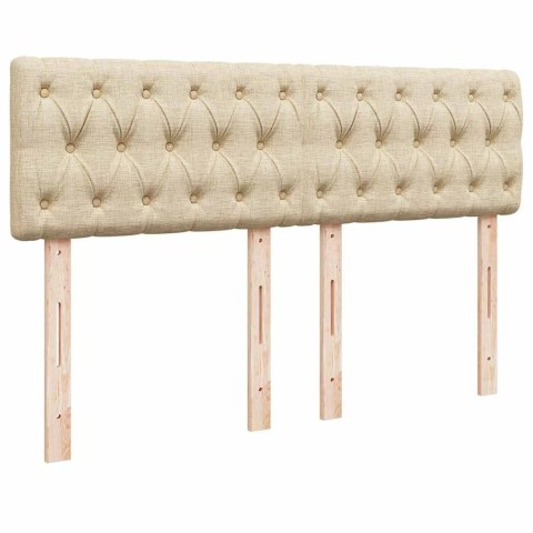 VidaXL Łóżko kontynentalne z materacem, kremowe, tkanina, 140x190 cm