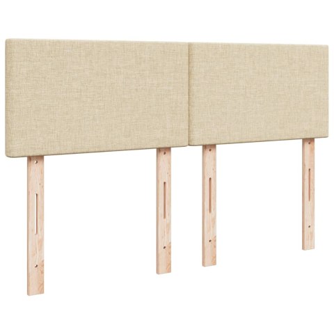 VidaXL Łóżko kontynentalne z materacem, kremowe, tkanina, 140x190 cm