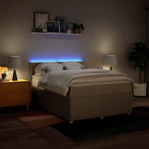 VidaXL Łóżko kontynentalne z materacem, kremowe, tkanina, 140x190 cm