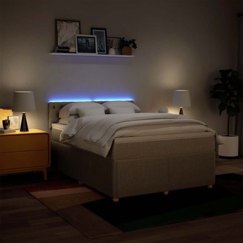 VidaXL Łóżko kontynentalne z materacem, kremowe, tkanina, 140x190 cm