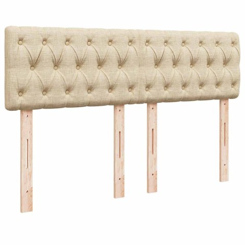 VidaXL Łóżko kontynentalne z materacem, kremowe, tkanina, 140x190 cm