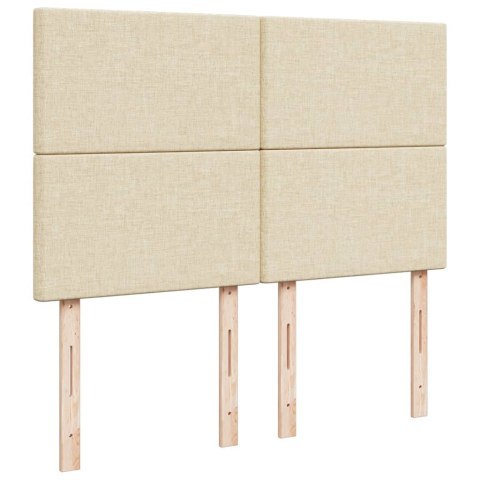 VidaXL Łóżko kontynentalne z materacem, kremowe, tkanina, 140x190 cm