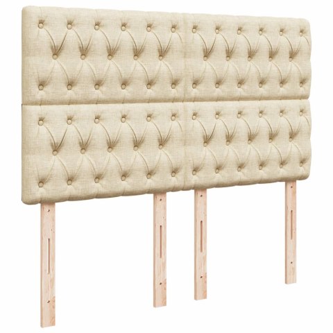 Łóżko kontynentalne z materacem, kremowe, tkanina, 140x190 cm