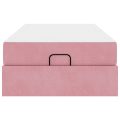 VidaXL Rama łóżka z materacem z materacem 2 pcs Różowy Aksamit