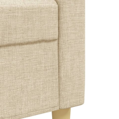 3-cz. zestaw sof z podnóżkiem i poduszkami, kremowy, tkanina