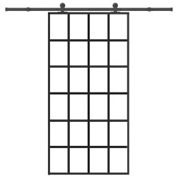 Drzwi przesuwne z osprzętem, 102x205 cm, szkło ESG i aluminium