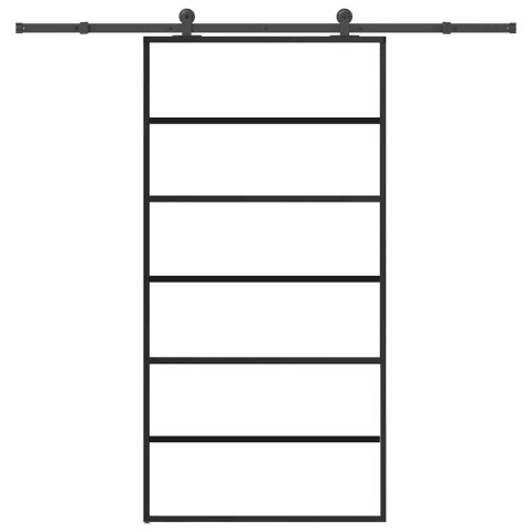 Drzwi przesuwne z osprzętem, 102x205 cm, szkło ESG i aluminium