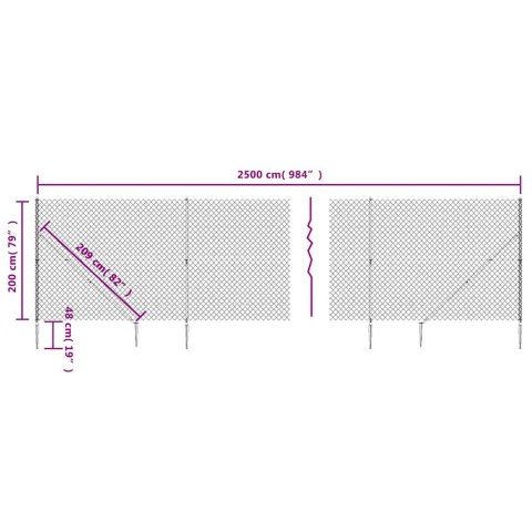 Ogrodzenie z siatki, z kotwami, zielone, 2x25 m