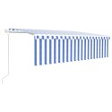 Automatycznie zwijana markiza z zasłoną, 5x3 m, niebiesko-biała