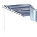 Automatycznie zwijana markiza z zasłoną, 5x3 m, niebiesko-biała