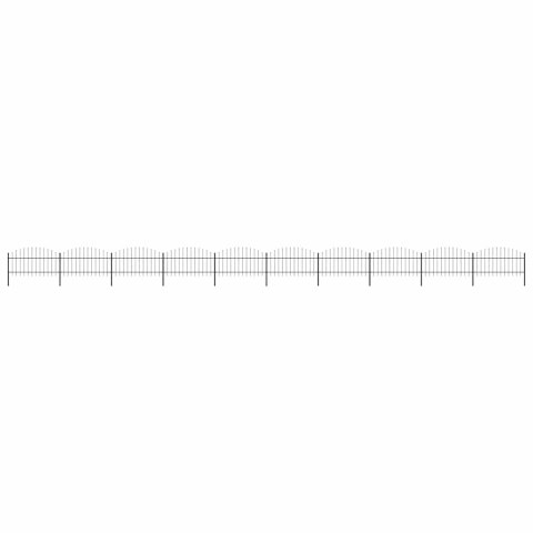 Ogrodzenie ogrodowe z włócznią, stalowe, 1781,5 x 125 cm, czarne