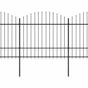 Ogrodzenie ogrodowe z włócznią, stalowe, 1781,5 x 175 cm, czarne