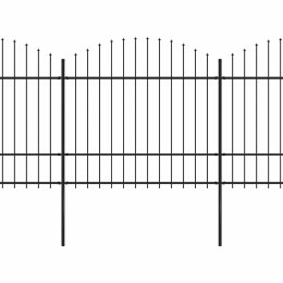 Ogrodzenie ogrodowe z włócznią, stalowe, 1781,5 x 175 cm, czarne