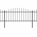 Ogrodzenie ogrodowe z włócznią, stalowe, 1781,5 x 75 cm, czarne