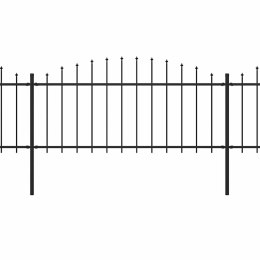 Ogrodzenie ogrodowe z włócznią, stalowe, 1781,5 x 75 cm, czarne