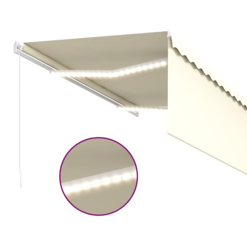 Ręcznie zwijana markiza z zasłoną i LED, 3,5x2,5 m, kremowa