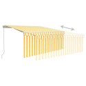 Ręcznie zwijana markiza z zasłoną i LED, 3,5x2,5 m, żółto-biała