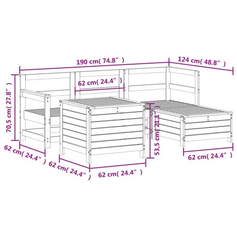 5-cz. zestaw mebli ogrodowych, impregnowane drewno sosnowe