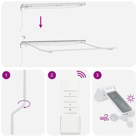 Automatycznie zwijana markiza z LED, burgundowa, 300x250 cm