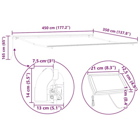 Rama markizy Ze LED Lights Biały 450 × 350 cm Aluminium