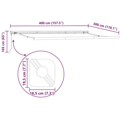 Zwijana markiza, antracytowo-biała, 4x3 m, tkanina i aluminium