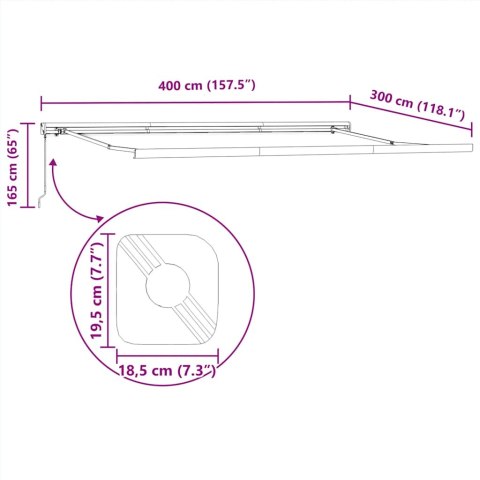 Zwijana markiza, pomarańcz i brąz, 4x3 m, tkanina i aluminium