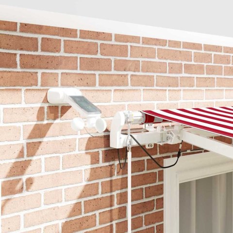 Markiza zwijana Czerwony i Biały 350 x 250 cm Poliester i Metal