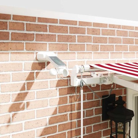 Markiza zwijana Czerwony i Biały 400 × 300 cm Poliester i Metal